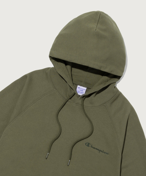 스몰 로고 루즈핏 후드 티셔츠 Khaki