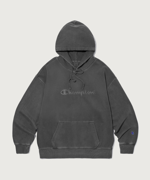 빅 로고 피그먼트 오버핏 후드 티셔츠 Charcoal