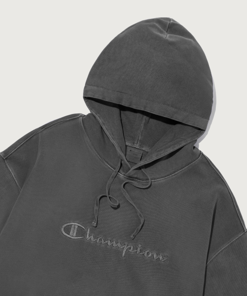 빅 로고 피그먼트 오버핏 후드 티셔츠 Charcoal