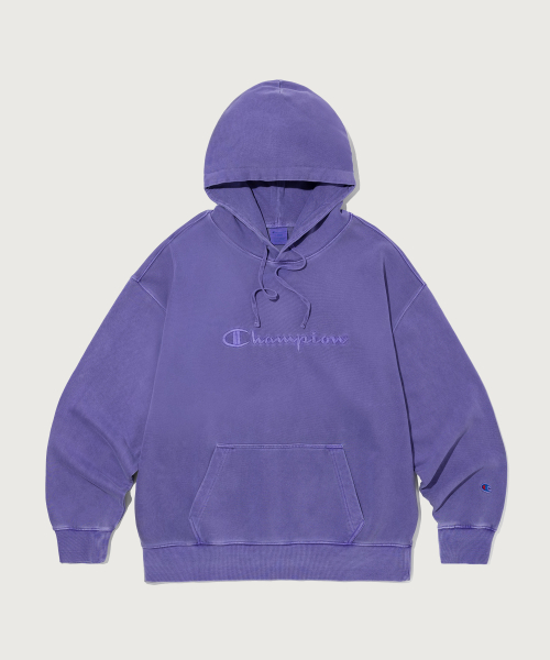 빅 로고 피그먼트 오버핏 후드 티셔츠 Purple