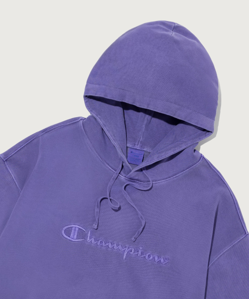 빅 로고 피그먼트 오버핏 후드 티셔츠 Purple
