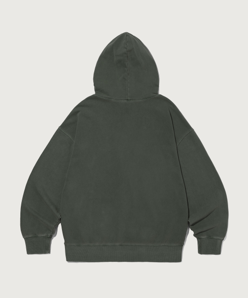빅 로고 피그먼트 오버핏 후드 티셔츠 Green