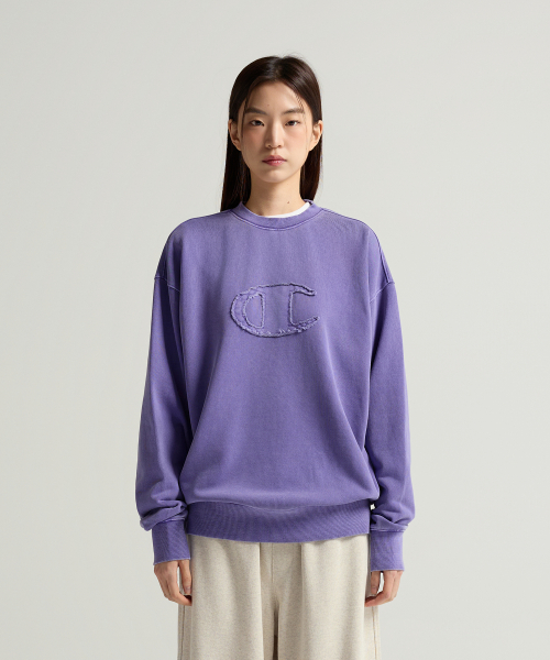 C로고 피그먼트 오버핏 스웨트셔츠 Purple