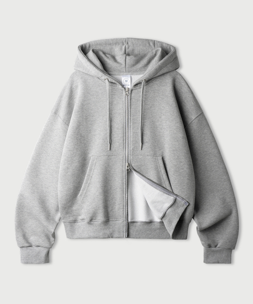 Daycut Crop Overfit Hood Zip Up Gray KJHD2650