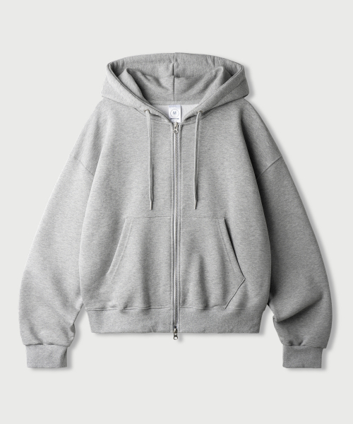 Daycut Crop Overfit Hood Zip Up Gray KJHD2650