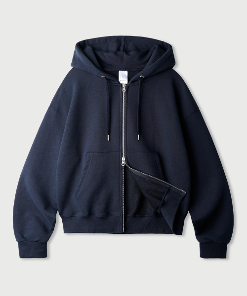 Daycut Crop Overfit Hood Zip Up Navy KJHD2650