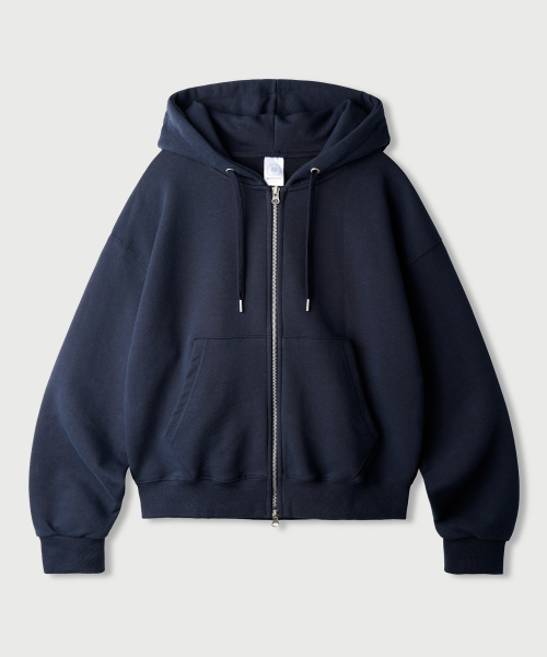 Daycut Crop Overfit Hood Zip Up Navy KJHD2650