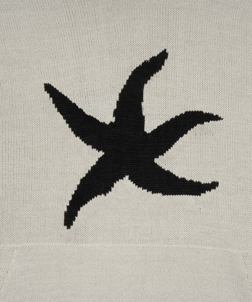 TCM starfish logo knit hoodie (ivory)