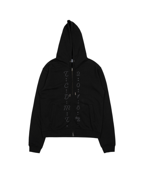 TCM center stitch hooded zip-up (black)