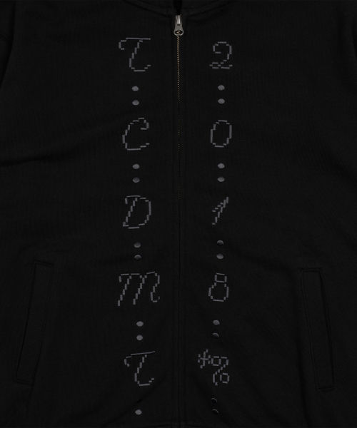 TCM center stitch hooded zip-up (black)
