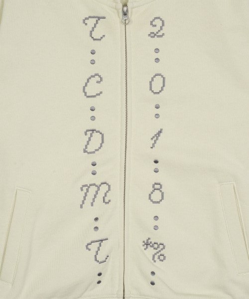 TCM center stitch hooded zip-up (oatmeal)