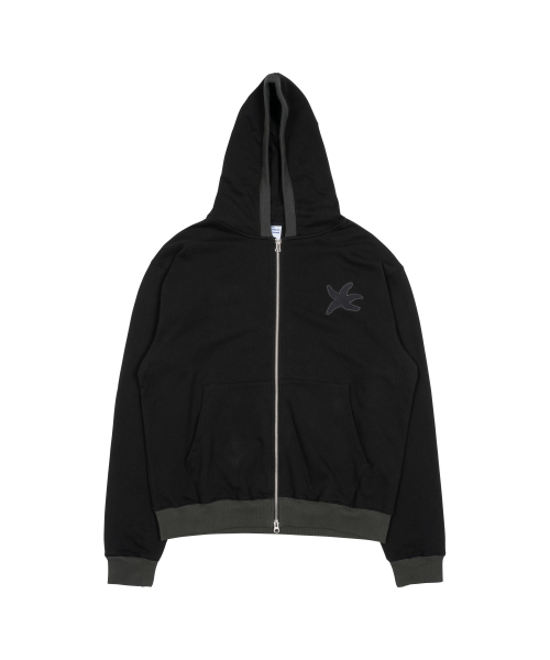 TCM line hooded zip-up (black)