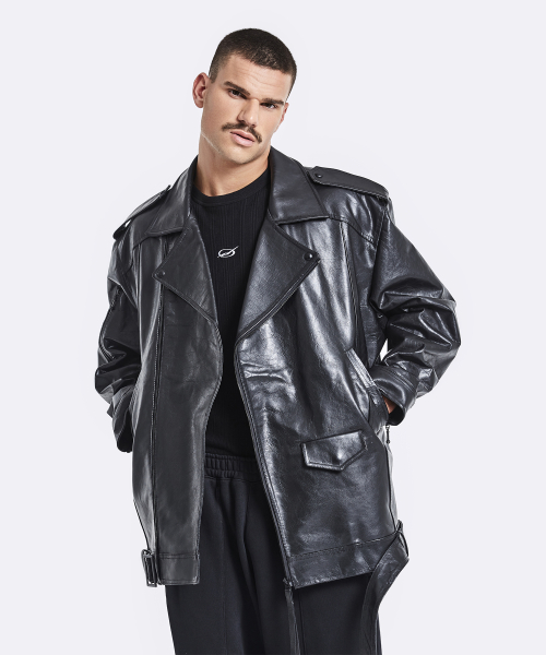 Oversized rider jacket - Black