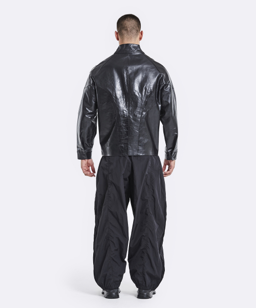 Banding rider leather jacket - Black