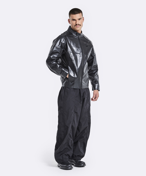 Banding rider leather jacket - Black