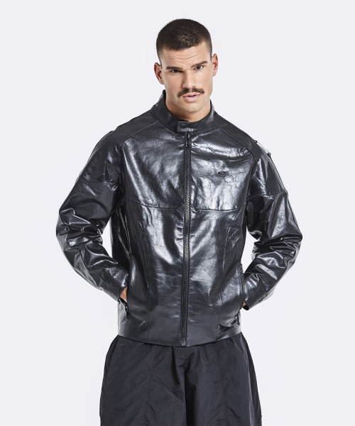 Banding rider leather jacket - Black