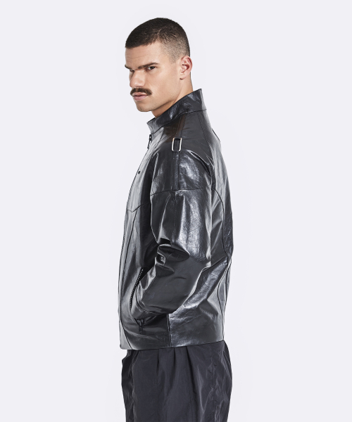 Banding rider leather jacket - Black
