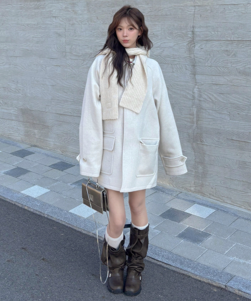 보스턴 울 발마칸 하프 코트_오트밀