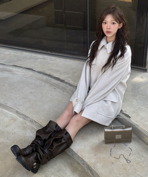 보스턴 울 발마칸 하프 코트_오트밀