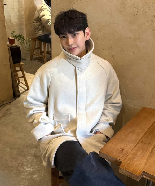 보스턴 울 발마칸 하프 코트_오트밀