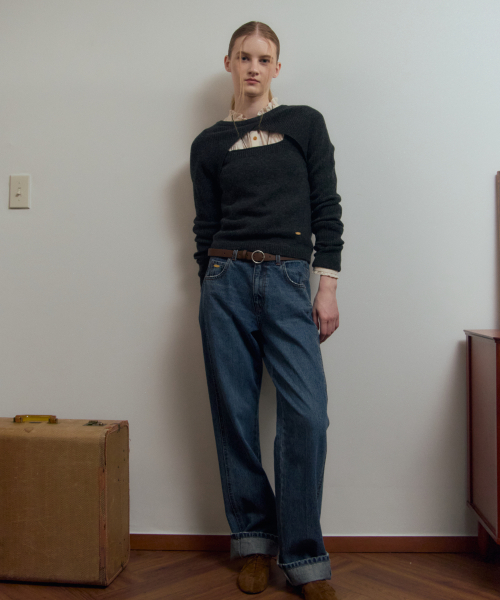 Elise Twin Knit Top Charcoal