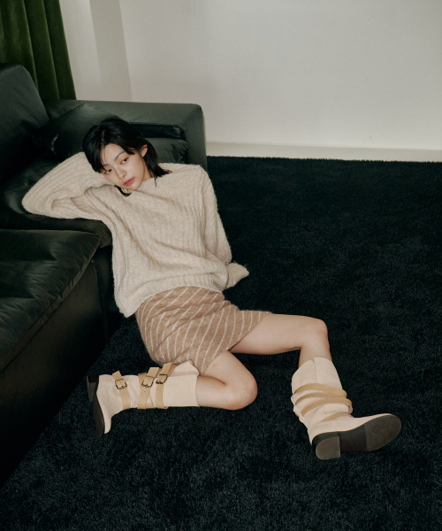 (Leather)Circling strap boots