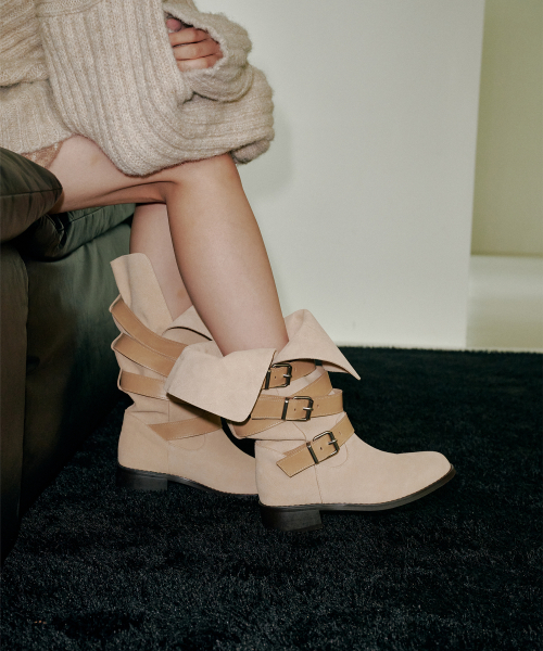 (Leather)Circling strap boots