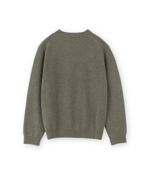 W Extra Super Fine Crewneck Knit, Olive Grey