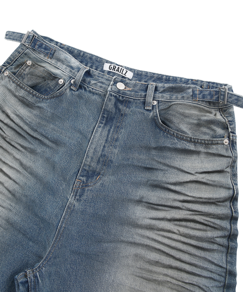 DIRTY WASHED DENIM PANTS [BLUE]