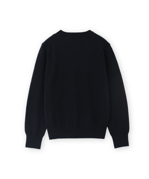 W EXTRA SUPER FINE V NECK KNIT, Black