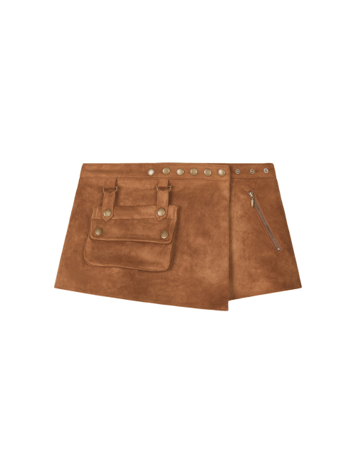 POCKET BAG WRAP SKIRT CAMEL