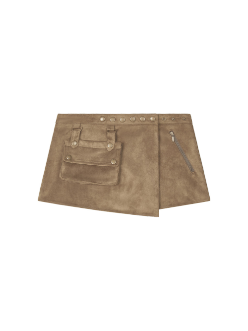 POCKET BAG WRAP SKIRT KHAKI BEIGE