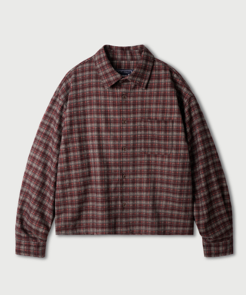 Vintage Crop Check Shirts Burgundy MMLS2676