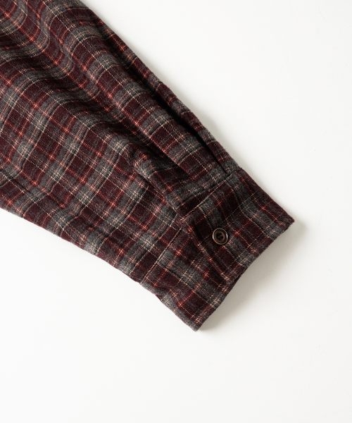Vintage Crop Check Shirts Burgundy MMLS2676