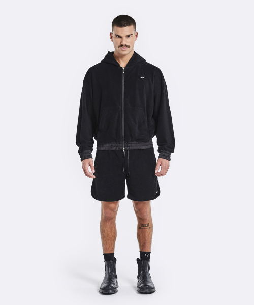 Terry hoodie zip-up - Black