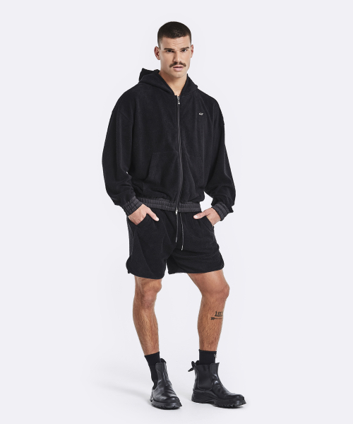 Terry hoodie zip-up - Black