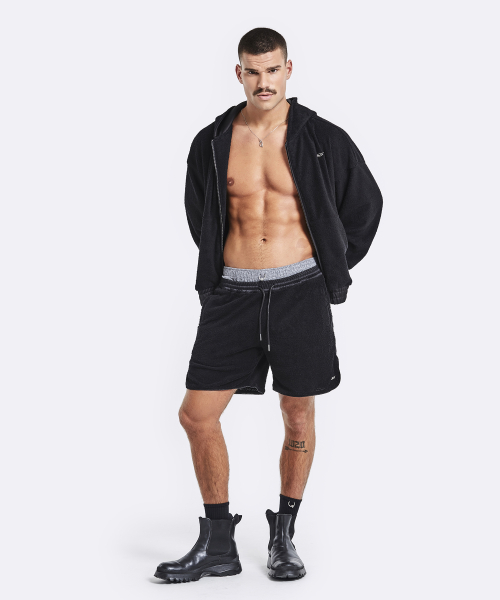Terry hoodie zip-up - Black