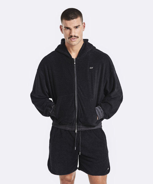 Terry hoodie zip-up - Black