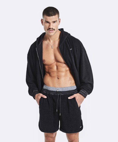 Terry hoodie zip-up - Black