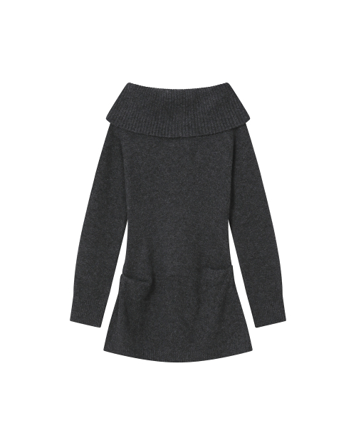 double button knit one piece CHARCOAL