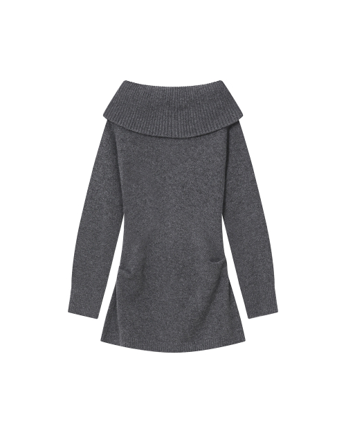 double button knit one piece DARK GREY