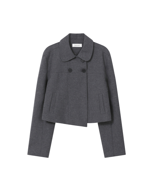 Wabi Round collar double jacket DARK GREY
