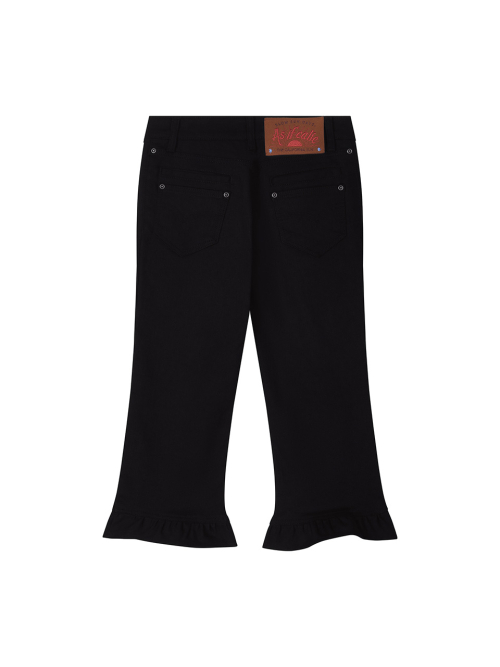 FRILL CAPRI PANTS BLACK