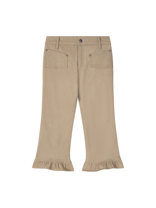 FRILL CAPRI PANTS BEIGE