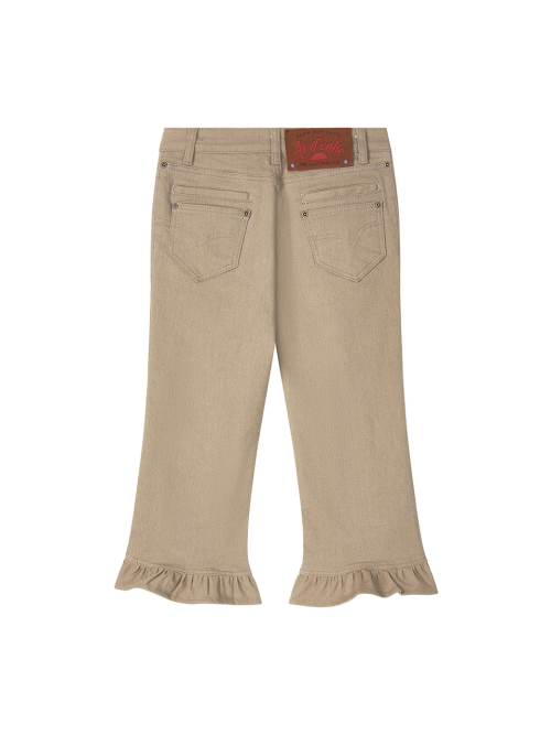 FRILL CAPRI PANTS BEIGE