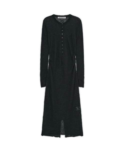 Mohair Maxi Knit One-piece, BLACK