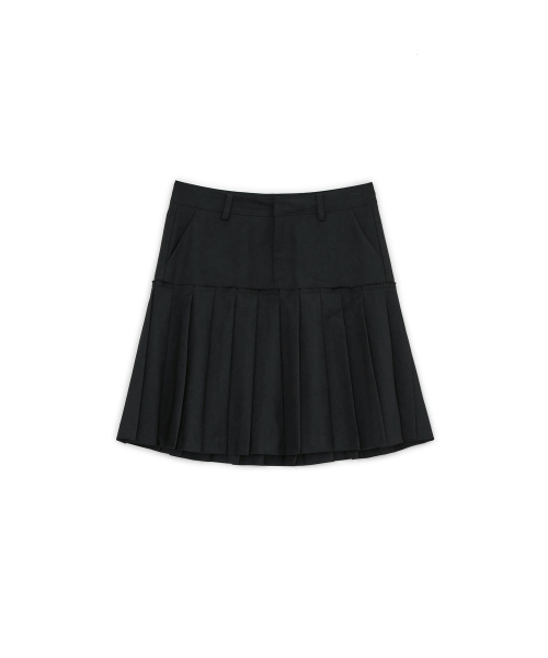Pleats Midi Skirt, BLACK