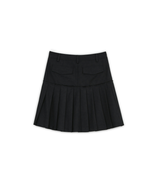 Pleats Midi Skirt, BLACK