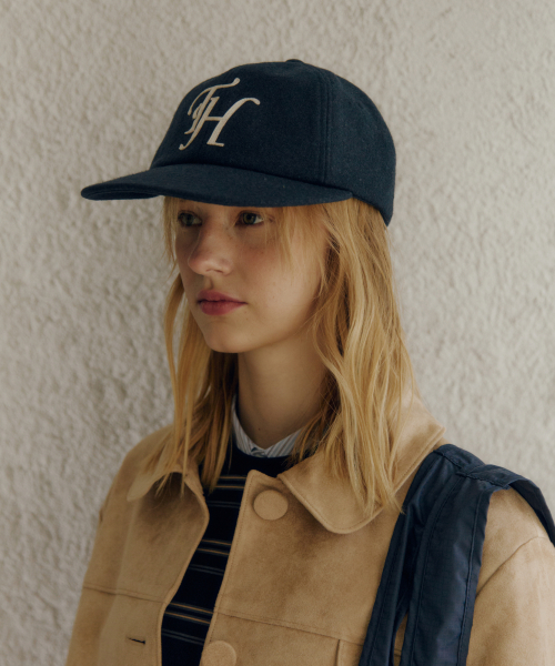 WOOL BLEND TH APPLIQUE LOGO DEEP-FIT 6-PANEL CAP_NAVY
