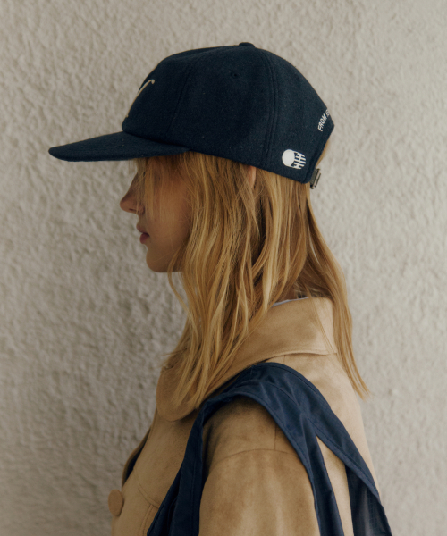 WOOL BLEND TH APPLIQUE LOGO DEEP-FIT 6-PANEL CAP_NAVY